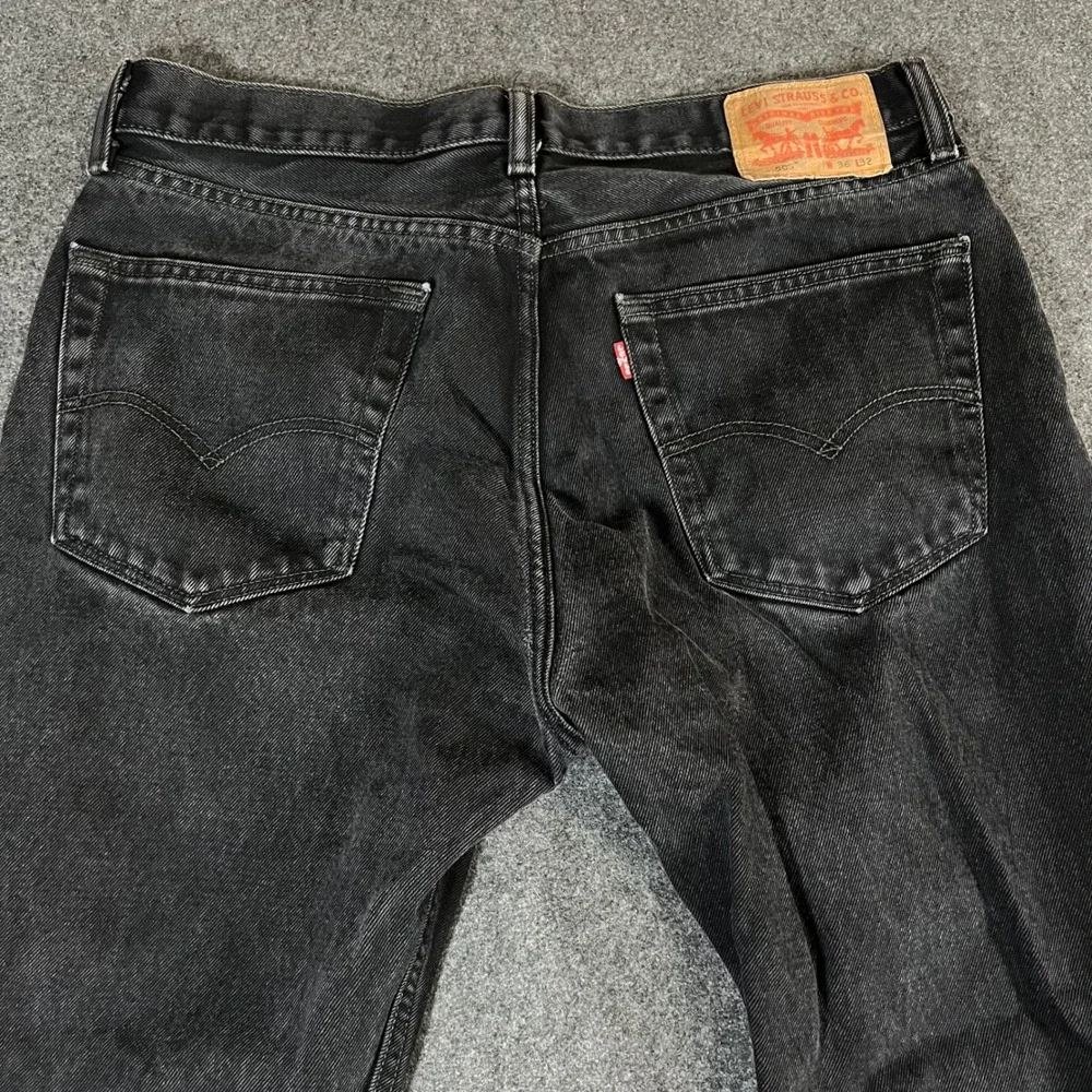 Levis 505 Regular Fit Black Denim Jeans Mens 36x32 Straight Leg Cotton Pants